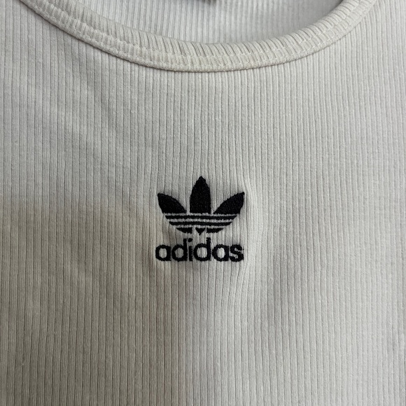 Adidas Cream Ribbed Crop Tank Top - Picture 3 of 5